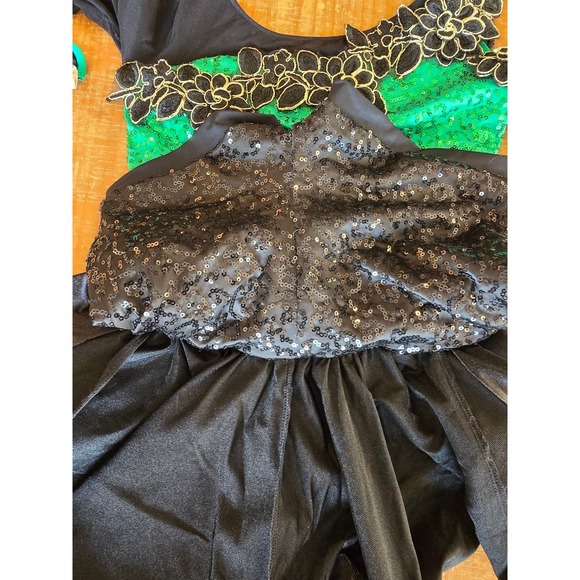 Weissman green and black dance costume child size medium - Picture 6 of 9